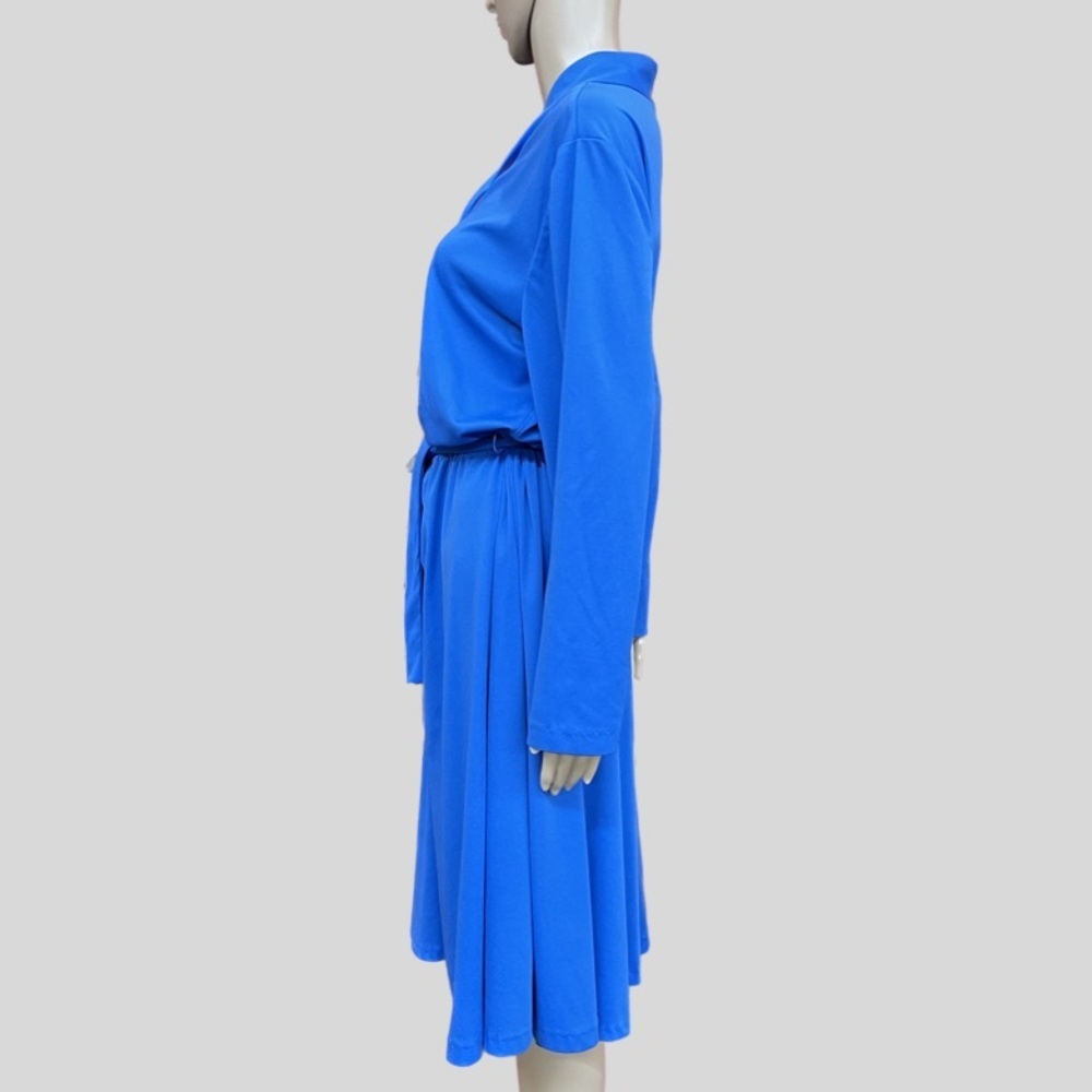 Vintage 1970’s Haband For Her Blue Belted Long Sleeve Dress Size 14 - Picture 2 of 6